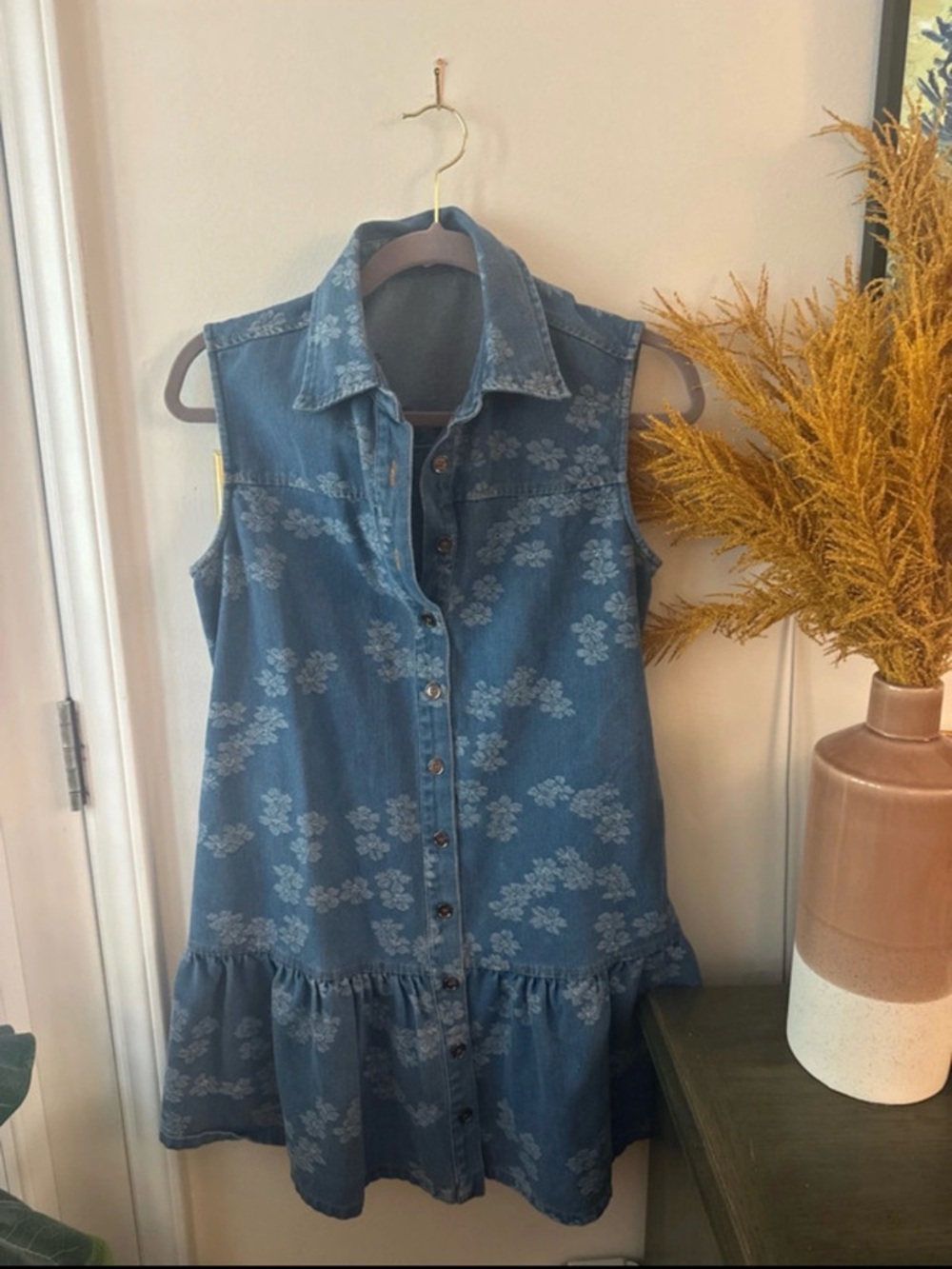 Solitaire Blue Denim Floral Midi Dress